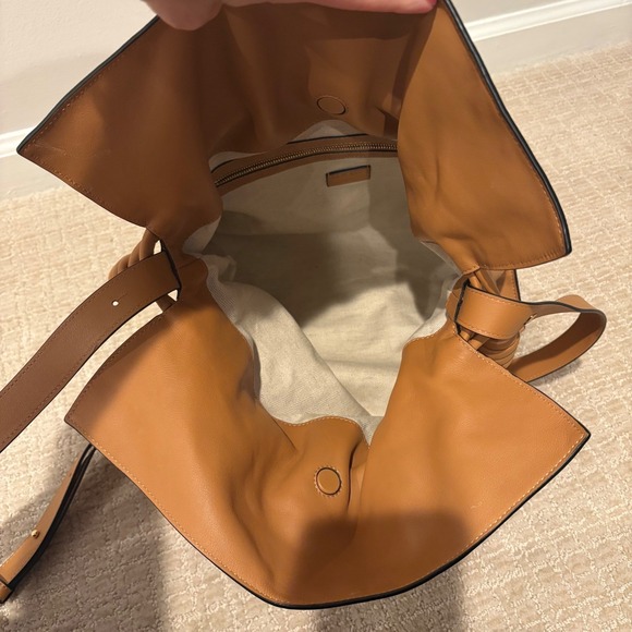 LOEWE Medium Flamenco Clutch Shoulder Bag Nappa Calfskin Leather Tan‎ Brown - Picture 7 of 16